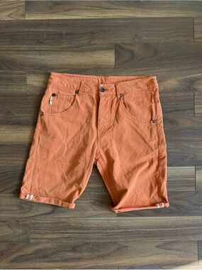 Men's Flat Front Selvedge Casual Shorts in Burnt Orange